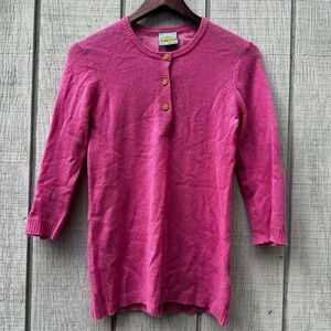 ❌SOLD❌C & C California Henley Sweater Womens M Pink 100%‎ Cashmere 3/4 Sleeve
